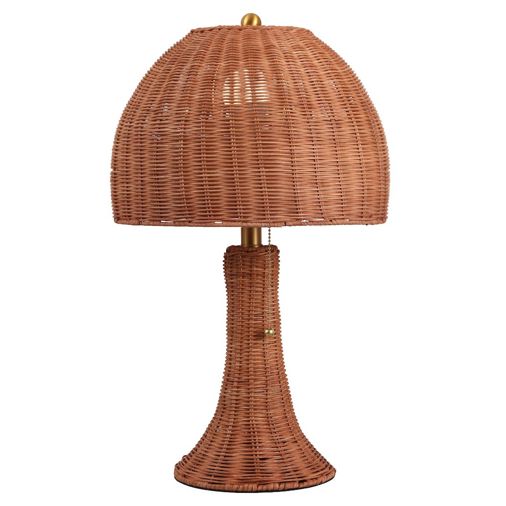 Joanie Woven Rattan LED Table Lamp with Pull Chain
