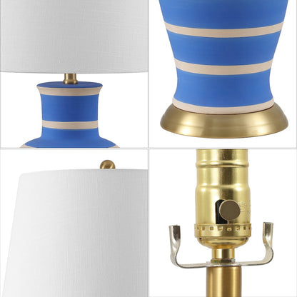 Julian 29" Traditional Classic Ceramic Urn LED Table Lamp, Blue/Beige