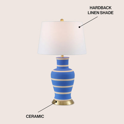 Julian 29" Traditional Classic Ceramic Urn LED Table Lamp, Blue/Beige