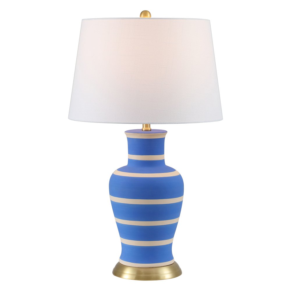 Julian 29" Traditional Classic Ceramic Urn LED Table Lamp, Blue/Beige