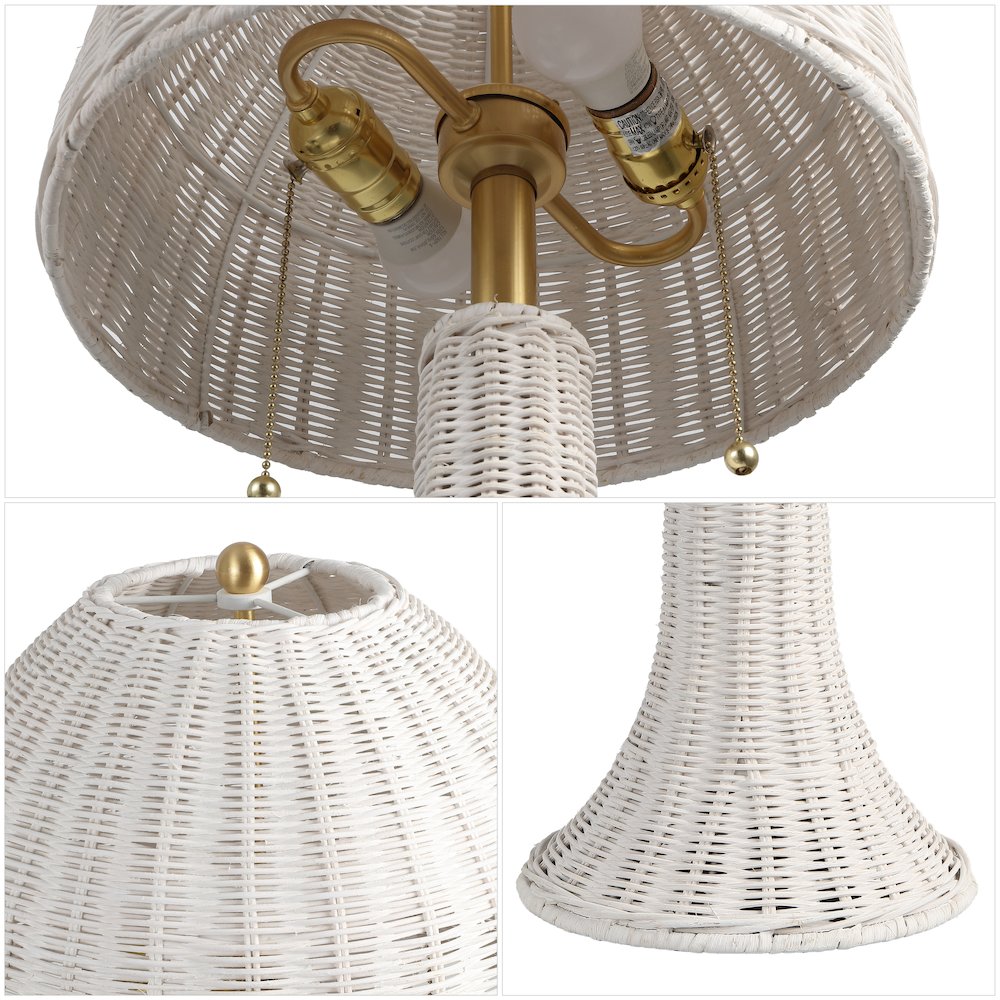 Joanie 22" Bohemian Rustic Iron LED Table Lamp, White/Brass Gold