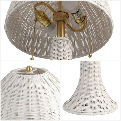 Joanie 22" Bohemian Rustic Iron LED Table Lamp, White/Brass Gold