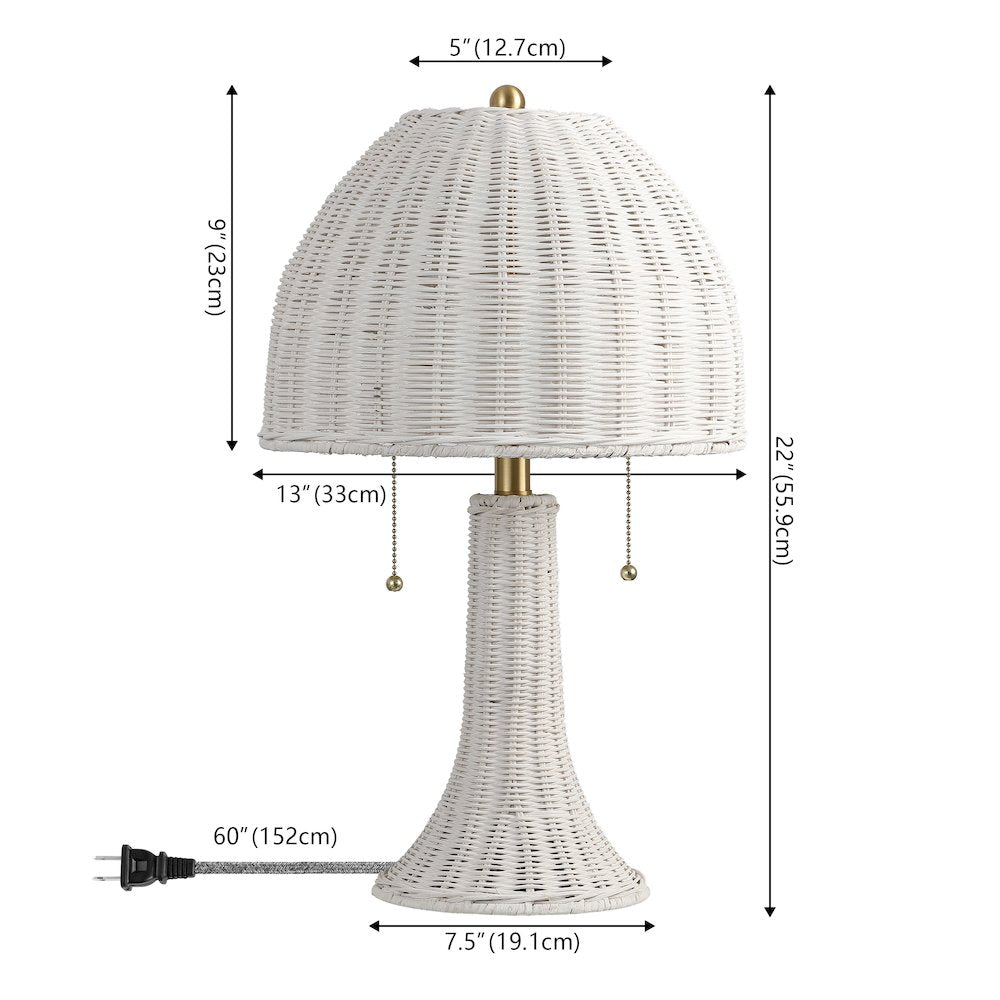 Joanie 22" Bohemian Rustic Iron LED Table Lamp, White/Brass Gold