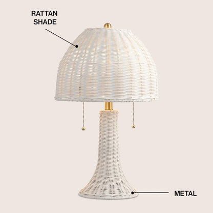 Joanie 22" Bohemian Rustic Iron LED Table Lamp, White/Brass Gold