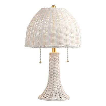 Joanie 22" Bohemian Rustic Iron LED Table Lamp, White/Brass Gold