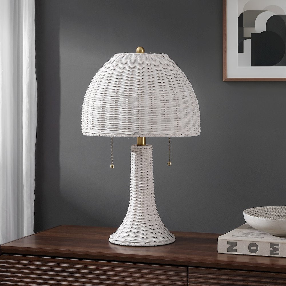 Joanie 22" Bohemian Rustic Iron LED Table Lamp, White/Brass Gold