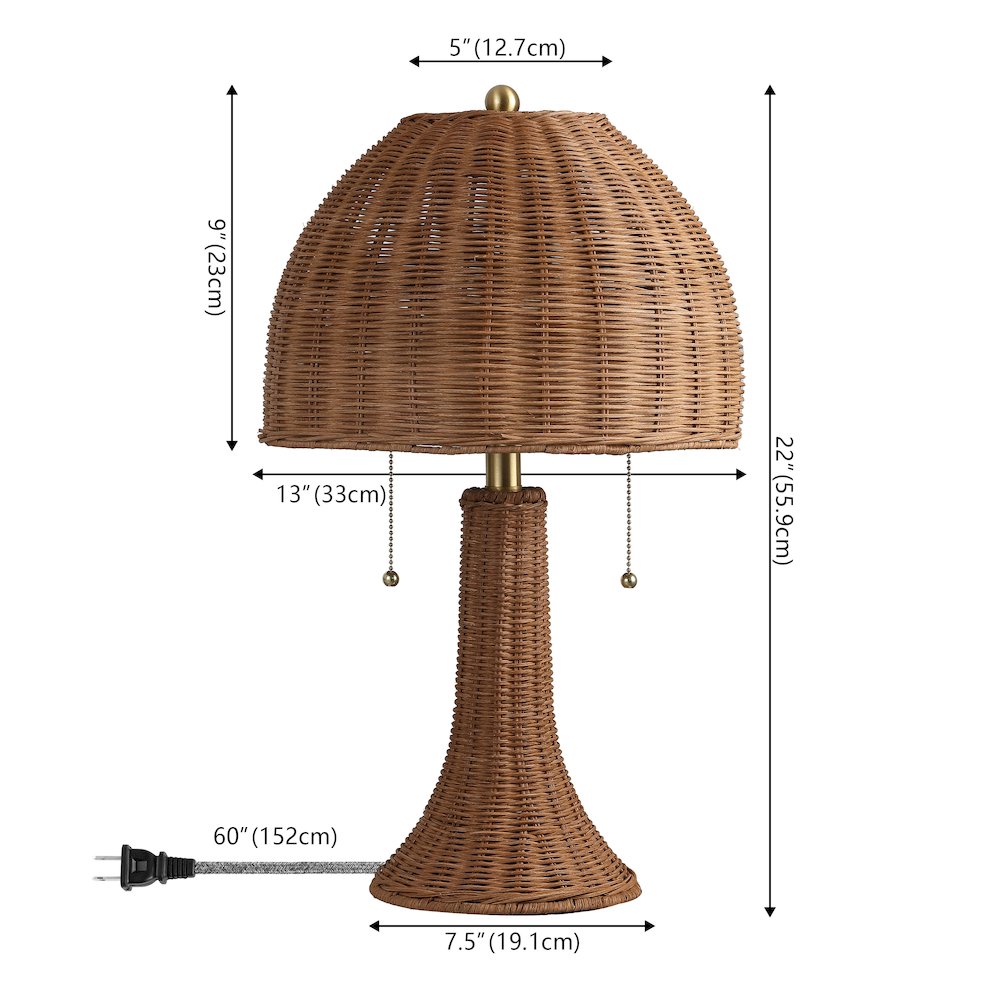 Joanie 22" Bohemian Rustic Iron LED Table Lamp, Dark Brown/Brass Gold