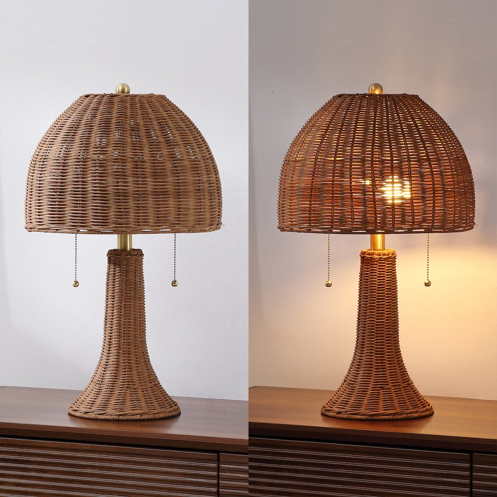Joanie 22" Bohemian Rustic Iron LED Table Lamp, Dark Brown/Brass Gold