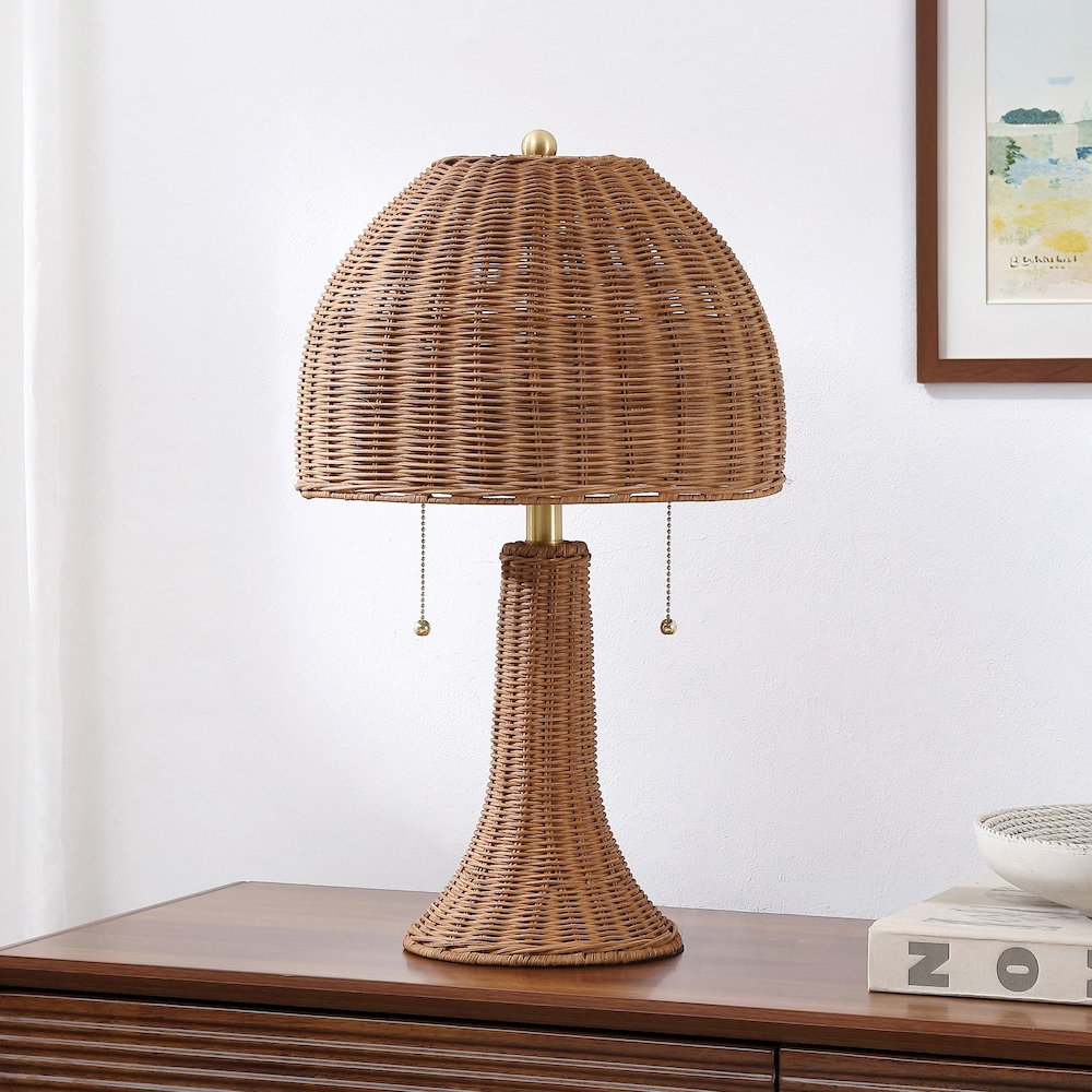Joanie 22" Bohemian Rustic Iron LED Table Lamp, Dark Brown/Brass Gold