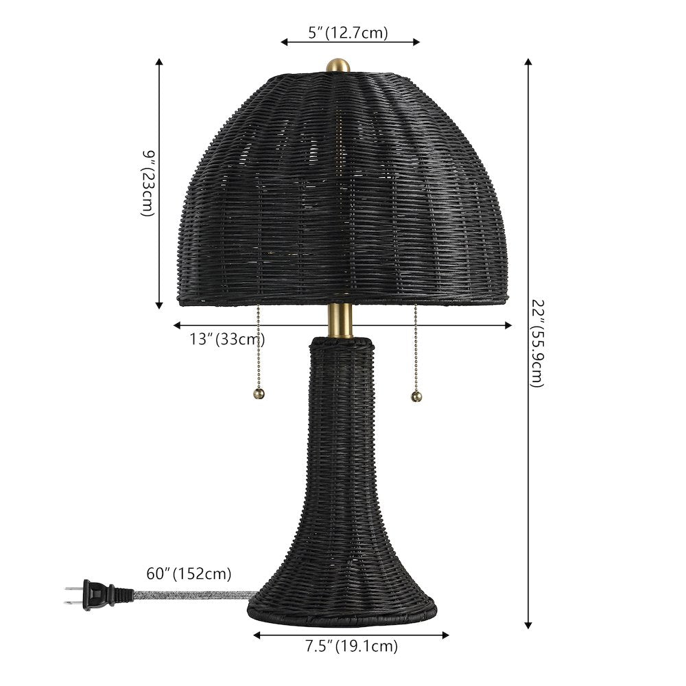 Joanie 22" Bohemian Rustic Iron LED Table Lamp, Black/Brass Gold