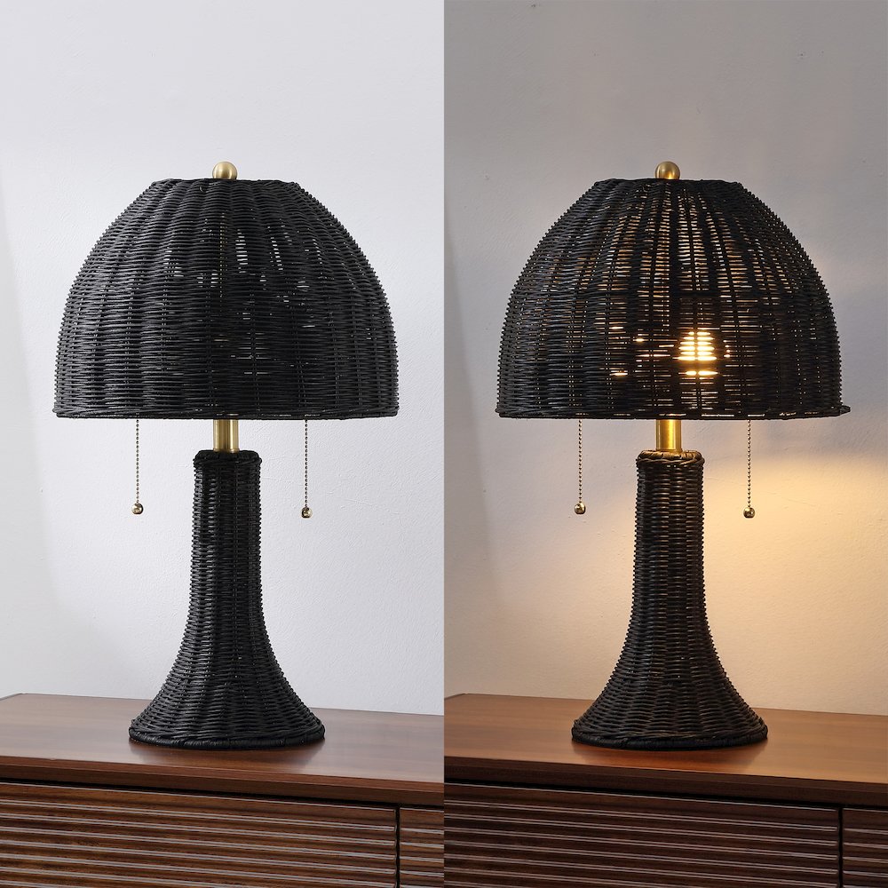 Joanie 22" Bohemian Rustic Iron LED Table Lamp, Black/Brass Gold