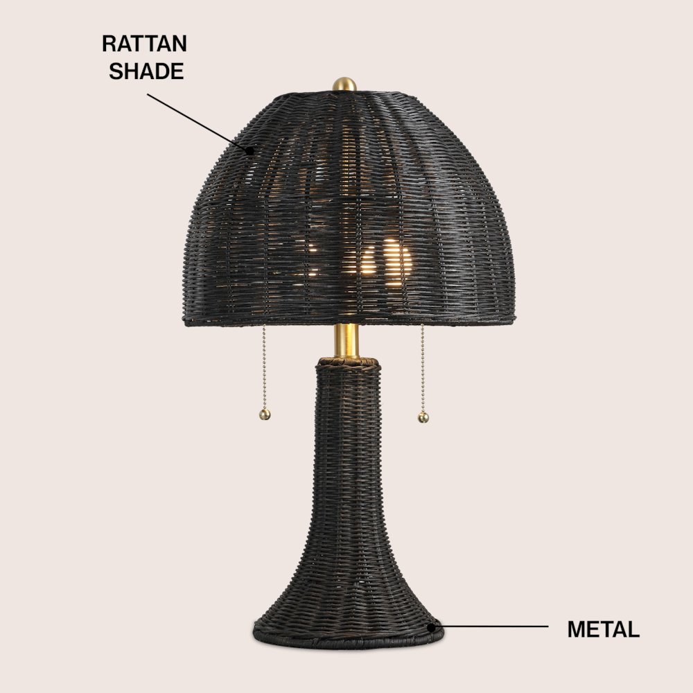 Joanie 22" Bohemian Rustic Iron LED Table Lamp, Black/Brass Gold