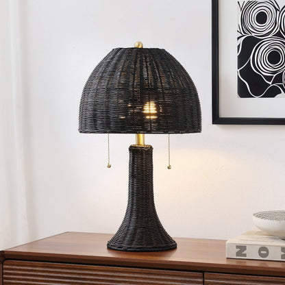 Joanie 22" Bohemian Rustic Iron LED Table Lamp, Black/Brass Gold