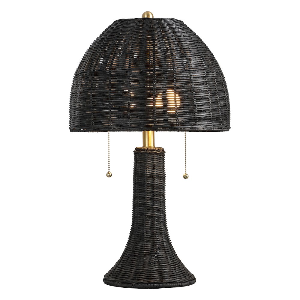 Joanie 22" Bohemian Rustic Iron LED Table Lamp, Black/Brass Gold