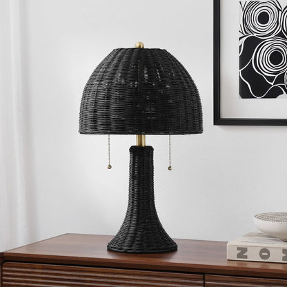 Joanie 22" Bohemian Rustic Iron LED Table Lamp, Black/Brass Gold