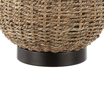 Chakrii Rustic Bohemian Ironrattan Led Table Lamp With Pull Chain