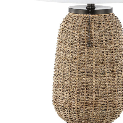 Chakrii Rustic Bohemian Ironrattan Led Table Lamp With Pull Chain
