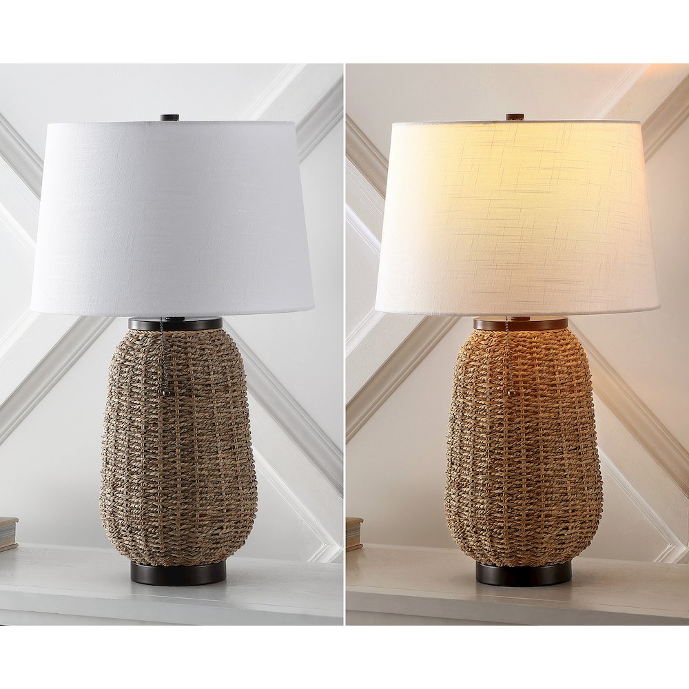 Chakrii Rustic Bohemian Ironrattan Led Table Lamp With Pull Chain