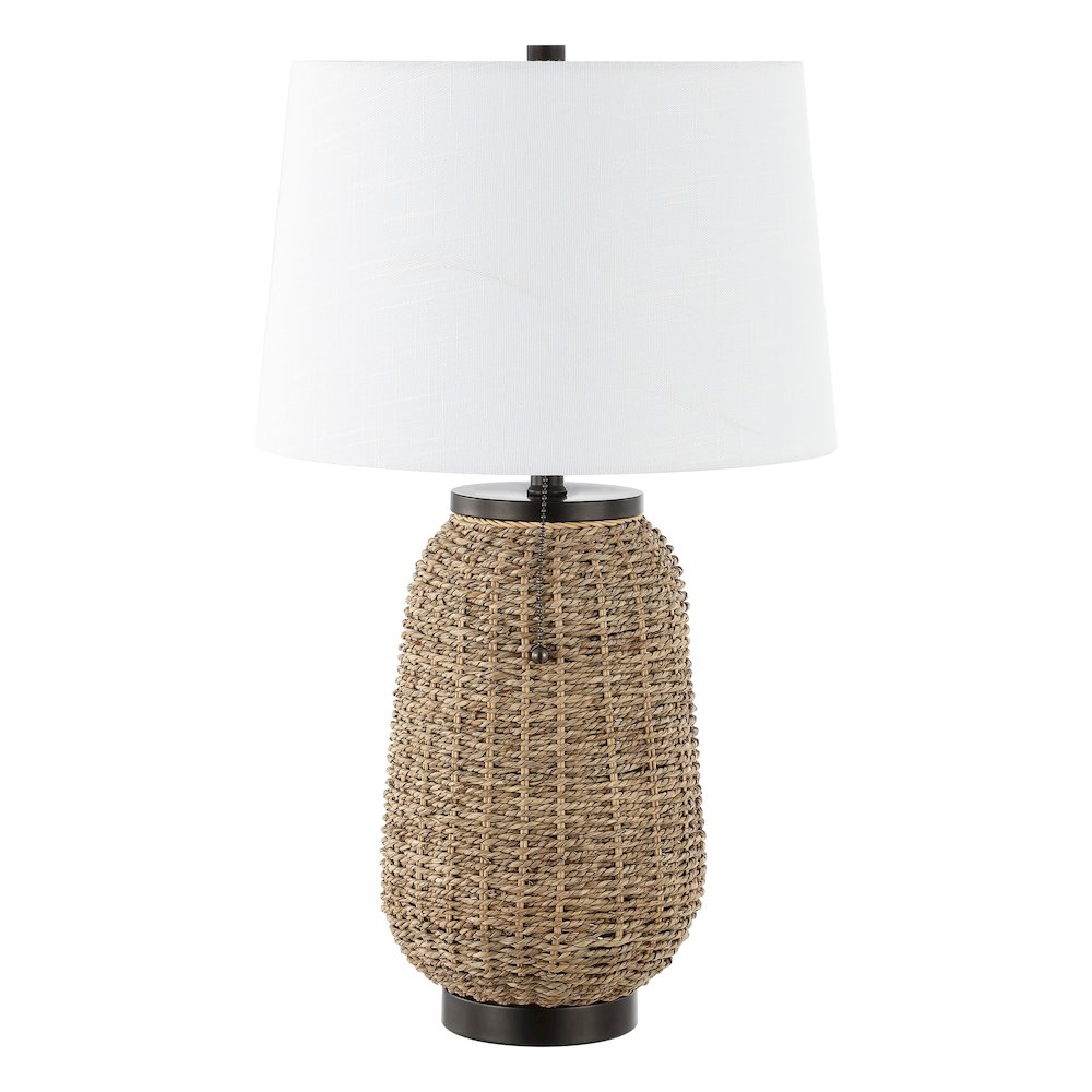 Chakrii Rustic Bohemian Ironrattan Led Table Lamp With Pull Chain