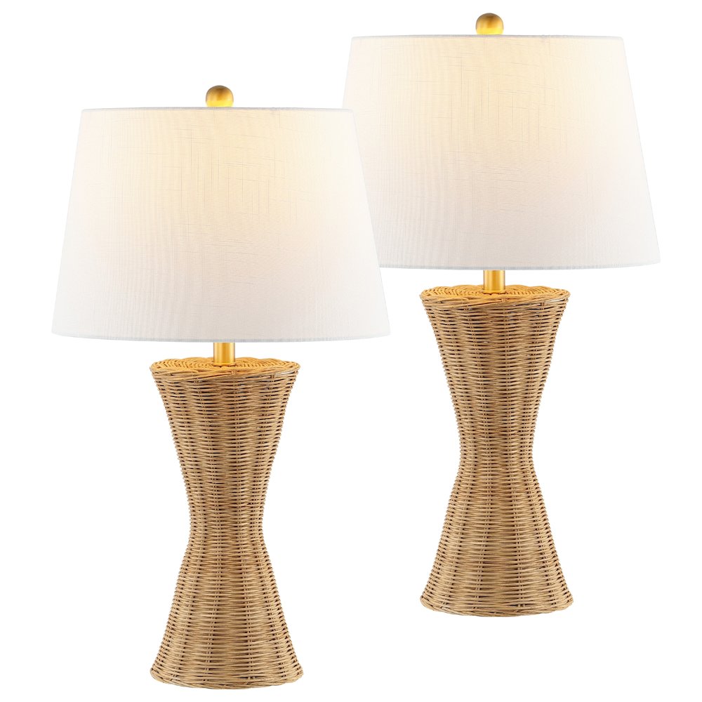 Laura Coastal Designer Iron/Rattan Wicker Led Table Lamp