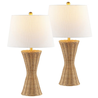 Laura Coastal Designer Iron/Rattan Wicker Led Table Lamp