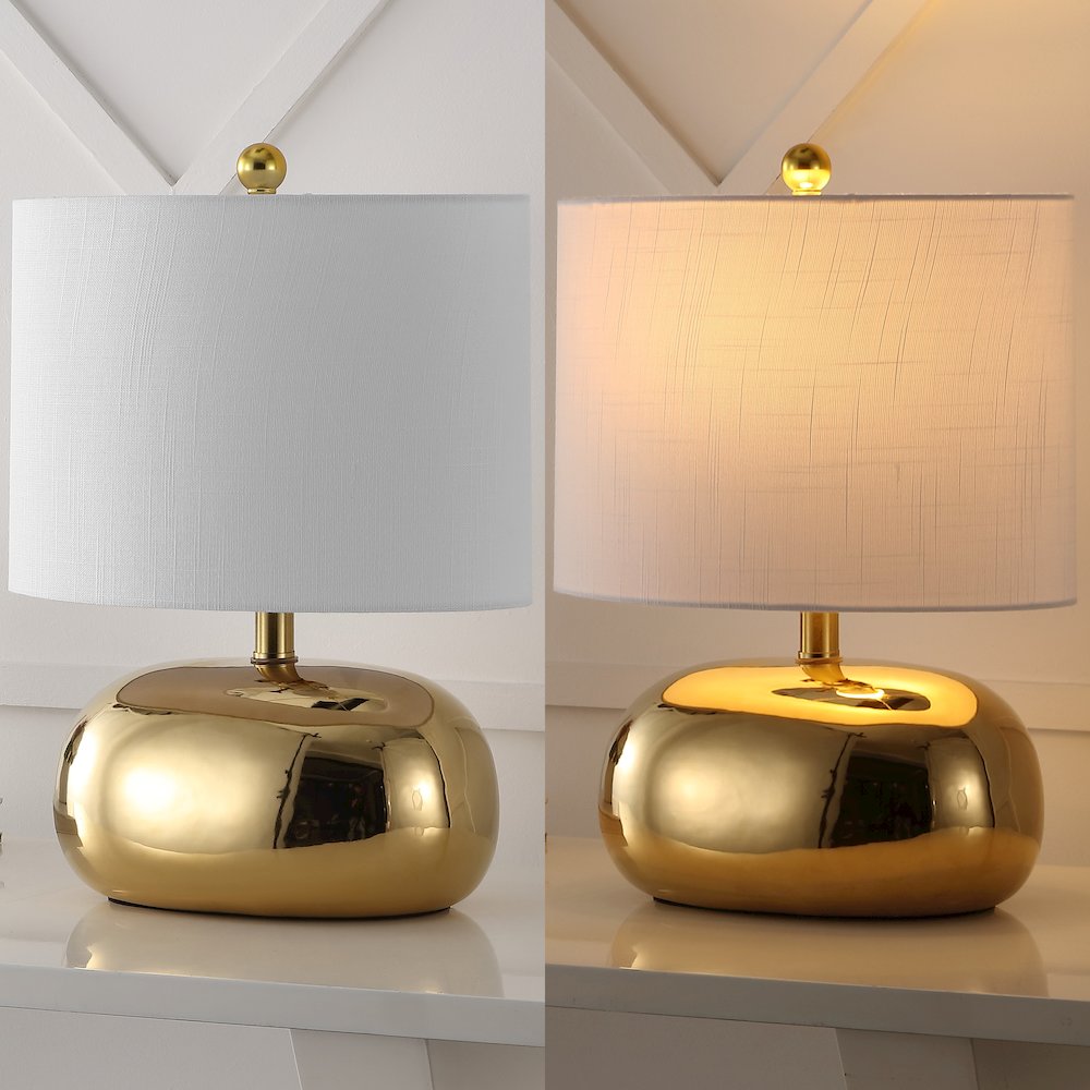 Calix Mid-Century Glam Ceramic/Iron Led Table Lamp