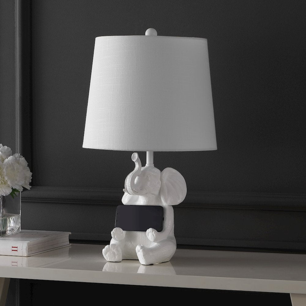 Kairi Modern Shabby Chic Resin/Iron Happy Elephant Led Kids' Table Lamp