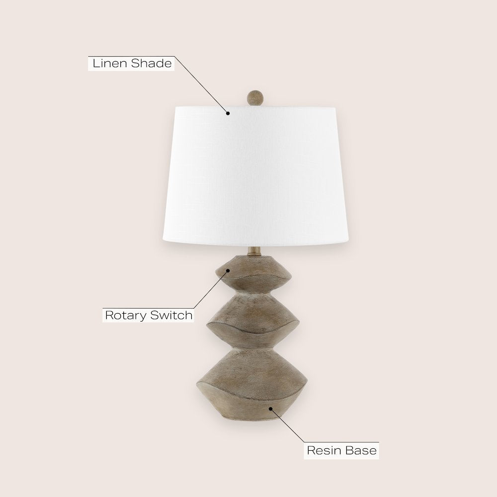 Laken Minimalist Coastal Resin/Iron 3-Stack Cairn Led Table Lamp