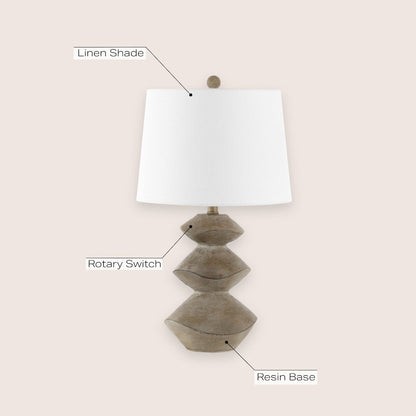 Laken Minimalist Coastal Resin/Iron 3-Stack Cairn Led Table Lamp