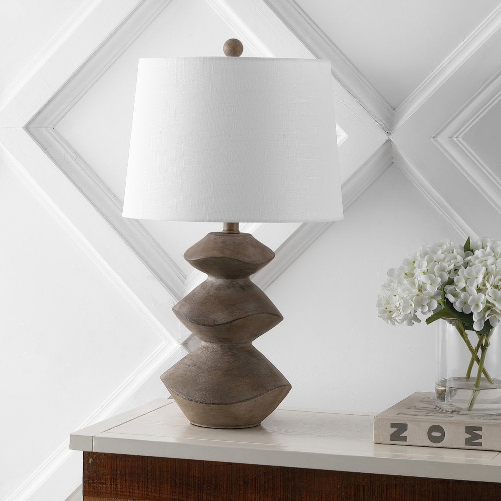 Laken Minimalist Coastal Resin/Iron 3-Stack Cairn Led Table Lamp