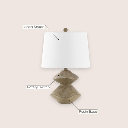 Laken Minimalist Coastal Resin/Iron 2-Stack Cairn Led Table Lamp
