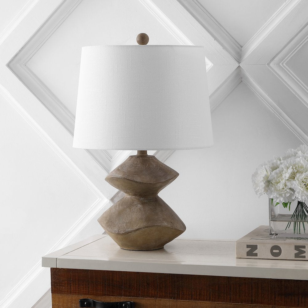 Laken Minimalist Coastal Resin/Iron 2-Stack Cairn Led Table Lamp