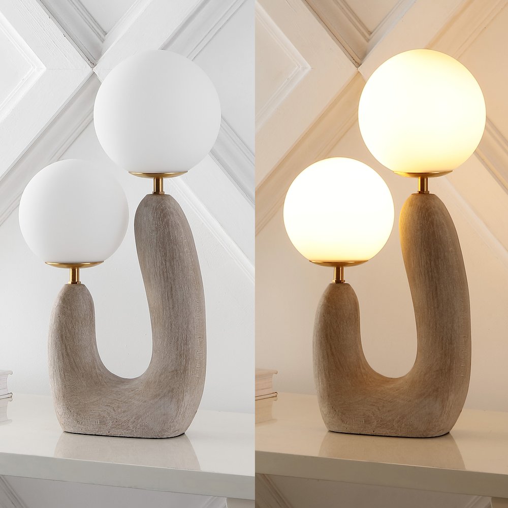 Mid-Century Scandinavian Resin/Iron/Frosted Glass Cactus Led Table Lamp