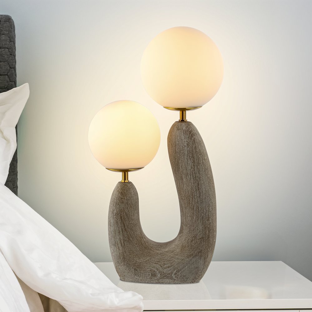 Mid-Century Scandinavian Resin/Iron/Frosted Glass Cactus Led Table Lamp