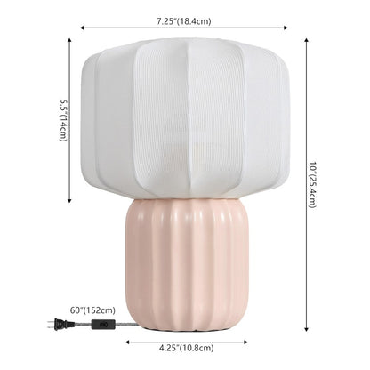 Leola Ceramic Fluted Mini with Ribbed Cocoon Pumpkin Shade LED Table Lamp