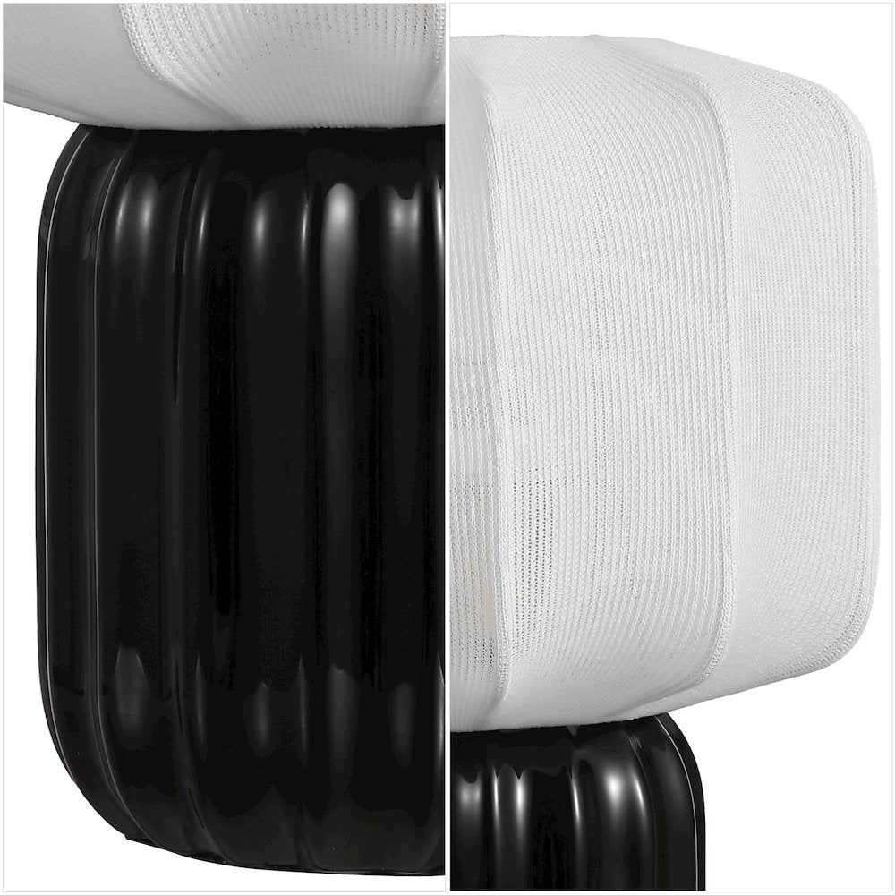Leola Ceramic Fluted Mini with Ribbed Cocoon Pumpkin Shade LED Table Lamp