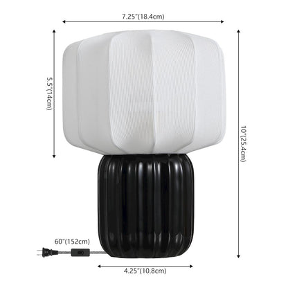 Leola Ceramic Fluted Mini with Ribbed Cocoon Pumpkin Shade LED Table Lamp