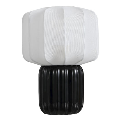 Leola Ceramic Fluted Mini with Ribbed Cocoon Pumpkin Shade LED Table Lamp