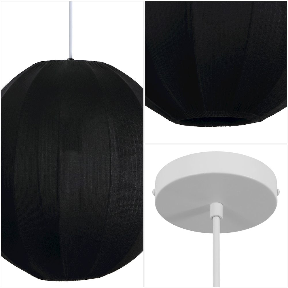 Sia Scandinavian Adjustable Lantern Metal Ribbed Cocoon Globe LED Pendant