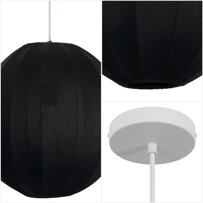 Sia Scandinavian Adjustable Lantern Metal Ribbed Cocoon Globe LED Pendant