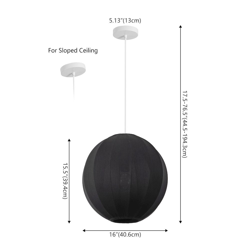 Sia Scandinavian Adjustable Lantern Metal Ribbed Cocoon Globe LED Pendant