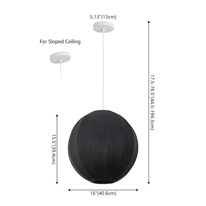 Sia Scandinavian Adjustable Lantern Metal Ribbed Cocoon Globe LED Pendant