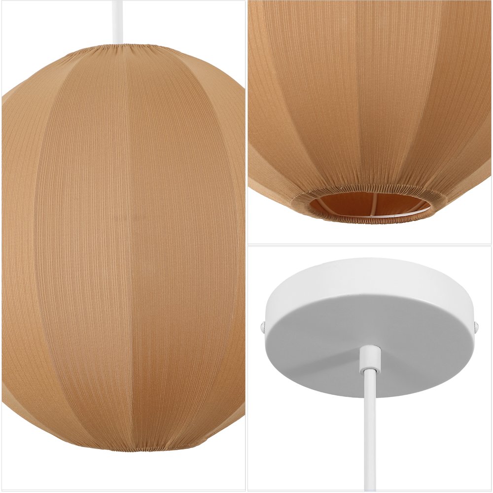 Sia Scandinavian Adjustable Lantern Metal Ribbed Cocoon Globe LED Pendant