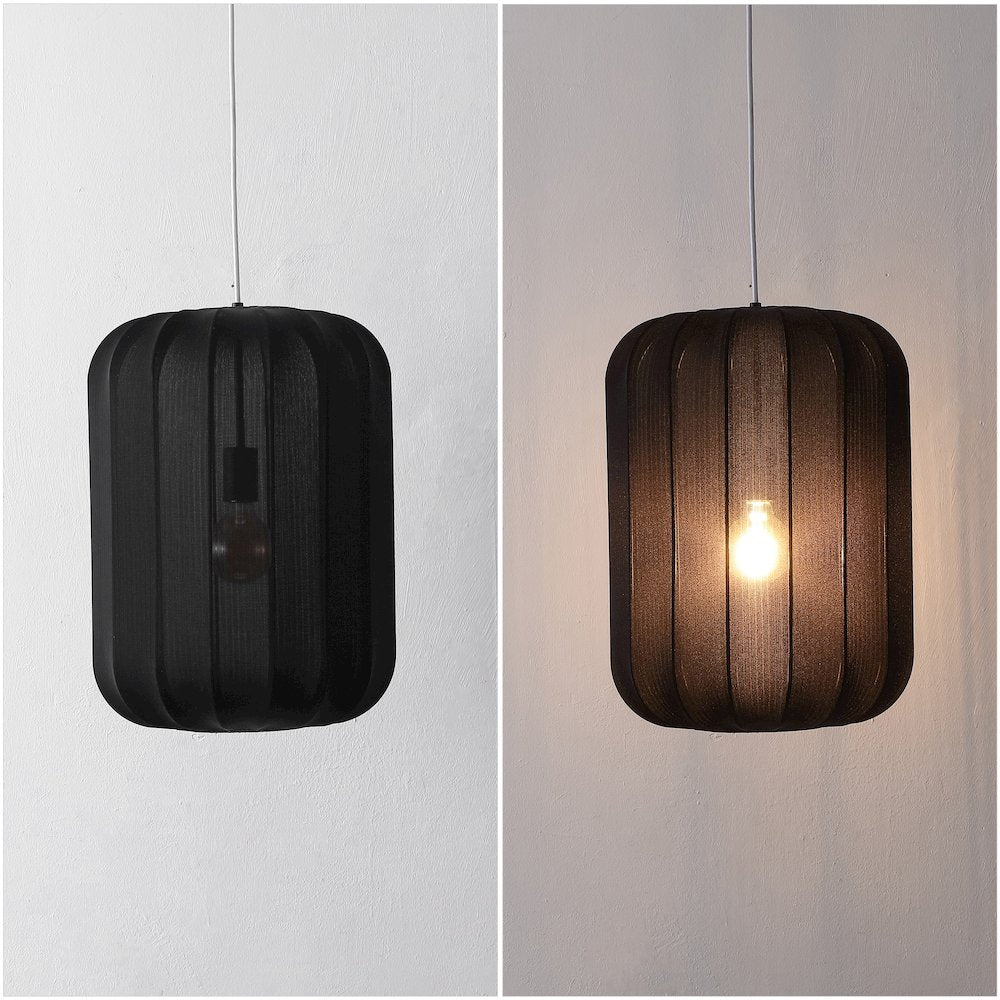 Aurelia Scandinavian Adjustable Lantern Metal Ribbed Cocoon Capsule LED Pendant