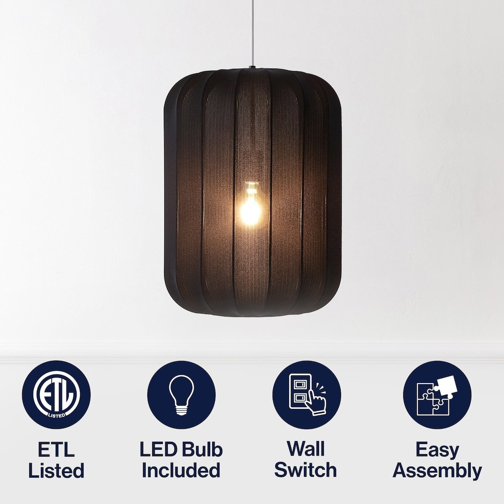 Aurelia Scandinavian Adjustable Lantern Metal Ribbed Cocoon Capsule LED Pendant