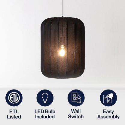 Aurelia Scandinavian Adjustable Lantern Metal Ribbed Cocoon Capsule LED Pendant