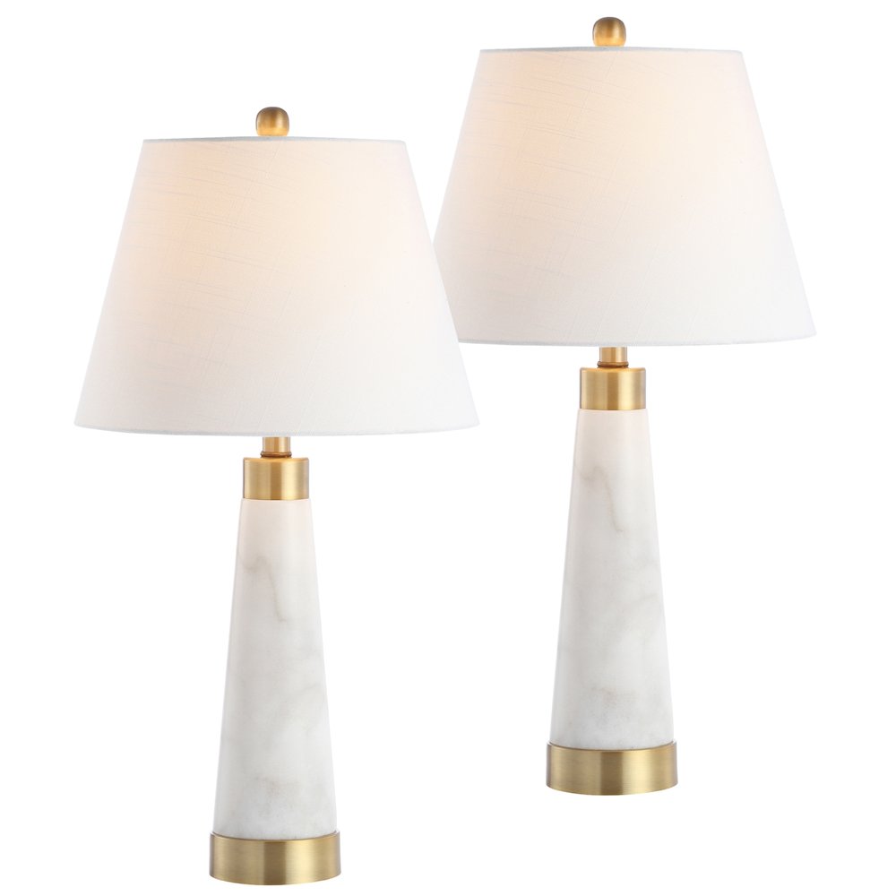 Travis Marbleiron Gold Modern Column Led Table Lamp (Set Of 2)