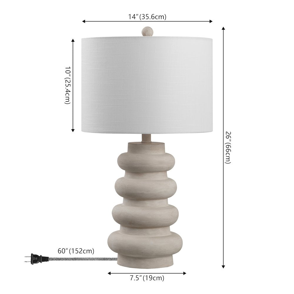 Juniper Modern Minimalist Resin Stacked Ovoid LED Lamp Antique