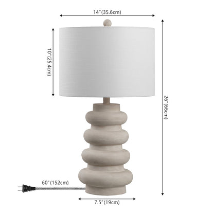 Juniper Modern Minimalist Resin Stacked Ovoid LED Lamp Antique