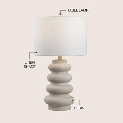 Juniper Modern Minimalist Resin Stacked Ovoid LED Lamp Antique